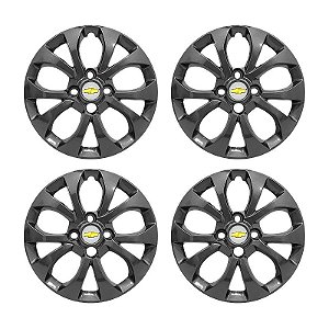 Jogo Calota aro 15 Chevrolet Onix Prisma 2017/2019 Grafite Brilhante