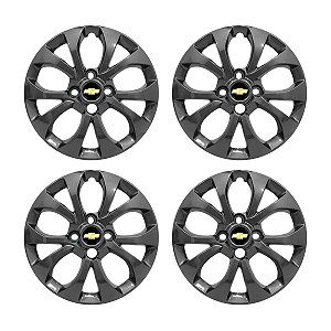 Jogo Calota aro 15 Chevrolet Onix Prisma 2017/2019 Grafite Brilhante