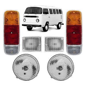 Kit Faróis + Piscas Cristal + lanternas traseiras VW Kombi