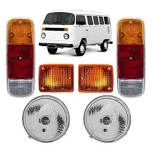 Kit Faróis + Piscas Âmbar + lanternas traseiras VW Kombi
