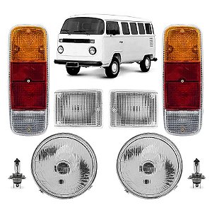 Kit Faróis + Piscas Cristal + lanternas traseiras + lâmpadas H4 VW Kombi