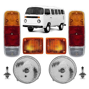 Kit Faróis + Piscas Âmbar + lanternas traseiras + lâmpadas H4 VW Kombi