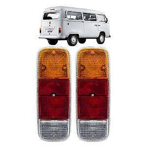 Par Lanternas traseiras VW Kombi 1976 a 2012 Tricolor Âmbar