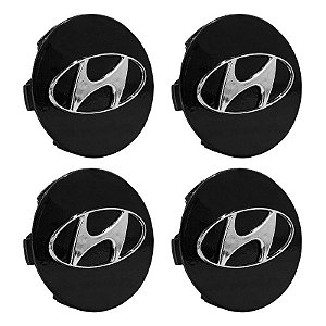 Jogo Calotinha 56mm Centro de Roda KRMAI Hyundai Creta PCD Preta