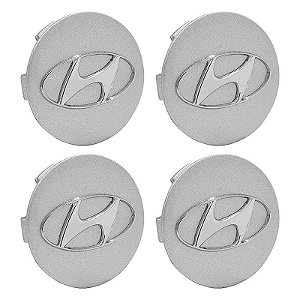 Jogo Calotinha 56mm Centro de Roda KRMAI Hyundai Creta PCD Prata