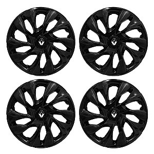 Jogo Calota Esportiva aro 15 DS4 Preta Brilhante Emblema Renault