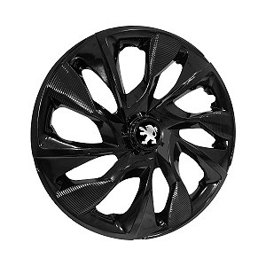 Jogo Calota Esportiva aro 15 DS4 Preta Brilhante Emblema Peugeot