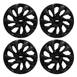 Jogo Calota Esportiva aro 15 DS4 Preta Brilhante Emblema GM Preto