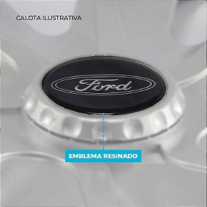 Calota Esportiva aro 14 DS4 Preta Brilhante Emblema Ford Preto