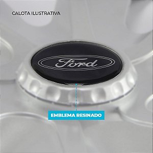 Jogo Calota Esportiva aro 14 DS4 Preta Brilhante Emblema Ford Preto