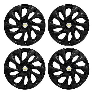 Jogo Calota Esportiva aro 14 DS4 Preta Brilhante Emblema GM Prata