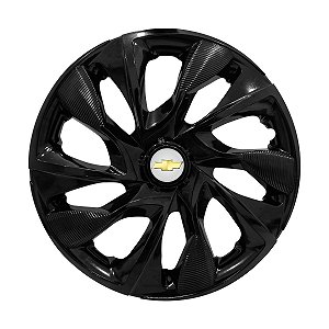 Jogo Calota Esportiva aro 14 DS4 Preta Brilhante Emblema GM Prata