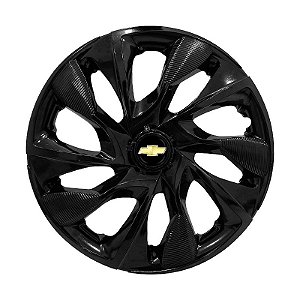 Calota Esportiva aro 14 DS4 Preta Brilhante Emblema GM Preto