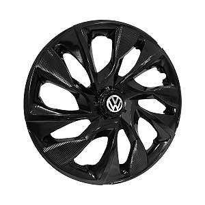 Jogo Calota Esportiva aro 14 DS4 Preta Brilhante Emblema Volkswagen