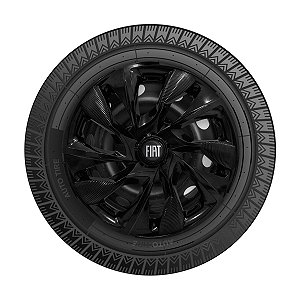 Jogo Calota Esportiva aro 13 DS4 Preta Brilhante Emblema Fiat Preto