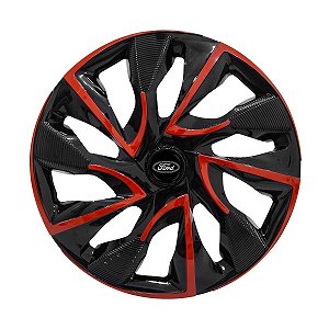 Jogo Calota Esportiva aro 14 DS4 Red Cup Emblema Ford Preto
