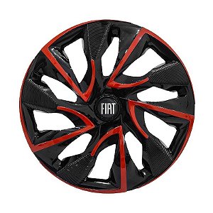 Jogo Calota Esportiva aro 15 DS4 Red Cup Emblema Fiat Preto