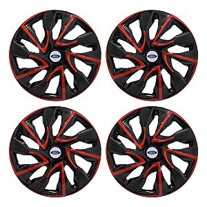 Jogo Calota Esportiva aro 15 DS4 Red Cup Emblema Ford Prata