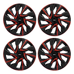 Jogo Calota Esportiva aro 15 DS4 Red Cup Emblema Ford Preto