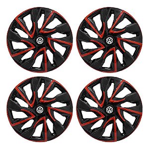 Jogo Calota Esportiva aro 15 DS4 Red Cup Emblema Volkswagen