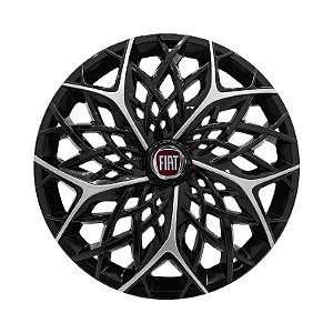 Calota Esportiva aro 14 Moove Black Silver Emblema Fiat Vermelho