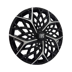 Calota Esportiva aro 14 Moove Black Silver Emblema Fiat Preto
