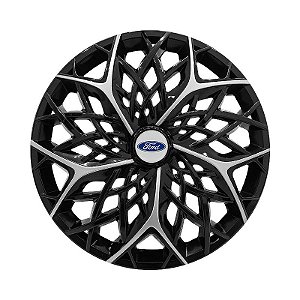 Calota Esportiva aro 14 Moove Black Silver Emblema Ford Prata