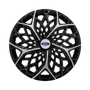 Jogo Calota Esportiva aro 14 Moove Black Silver Emblema Ford Prata