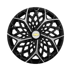 Calota Esportiva aro 14 Moove Black Silver Emblema GM Prata
