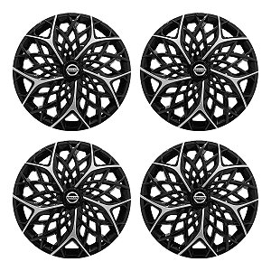 Jogo Calota Esportiva aro 14 Moove Black Silver Emblema Nissan