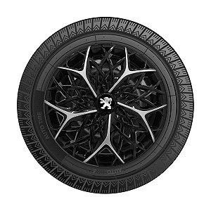 Jogo Calota Esportiva aro 14 Moove Black Silver Emblema Peugeot