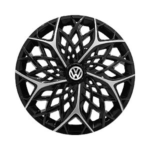 Calota Esportiva aro 14 Moove Black Silver Emblema Volkswagen