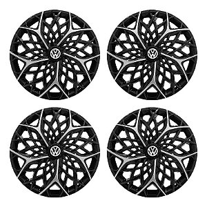 Jogo Calota Esportiva aro 14 Moove Black Silver Emblema Volkswagen