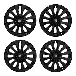 Jogo Calota Esportiva aro 13 Passat CC Preta Brilhante emblema Fiat Preto