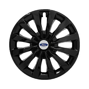 Calota Esportiva aro 13 Passat CC Preta Brilhante emblema Ford Prata
