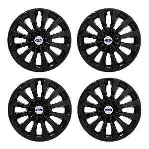 Jogo Calota Esportiva aro 13 Passat CC Preta Brilhante emblema Ford Prata