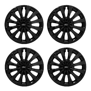 Jogo Calota Esportiva aro 13 Passat CC Preta Brilhante emblema Ford Preto