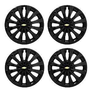 Jogo Calota Esportiva aro 13 Passat CC Preta Brilhante emblema GM Preto