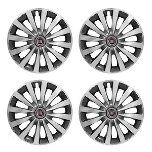 Jogo Calota Esportiva aro 13 Passat CC Sport Silver emblema Fiat Vermelho