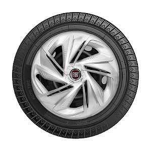 Calota Esportiva Aro 14 Nitro Prata emblema Fiat Vermelho