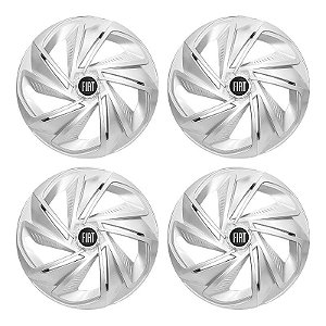 Jogo Calota Esportiva Aro 14 Nitro Prata emblema Fiat Preto