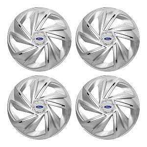 Jogo Calota Esportiva Aro 14 Nitro Prata emblema Ford Prata