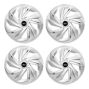 Jogo Calota Esportiva Aro 14 Nitro Prata emblema Ford Preto