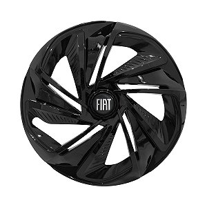 Calota Esportiva Aro 14 Nitro Preta Brilhante emblema Fiat Preto