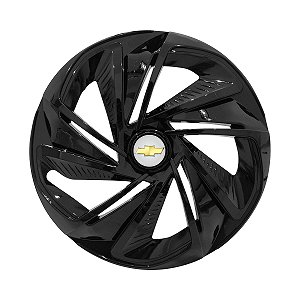Calota Esportiva Aro 14 Nitro Preta Brilhante emblema GM Prata