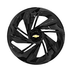 Jogo Calota Esportiva Aro 14 Nitro Preta Brilhante emblema GM Preto