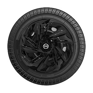 Jogo Calota Esportiva Aro 14 Nitro Preta Brilhante emblema NIssan