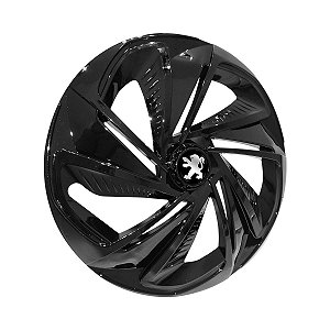 Calota Esportiva Aro 14 Nitro Preta Brilhante emblema Peugeot