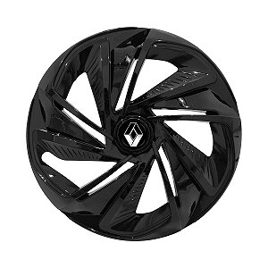 Calota Esportiva Aro 14 Nitro Preta Brilhante emblema Renault