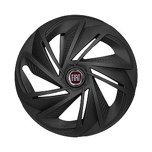Calota Esportiva Aro 14 Nitro Preta Fosca emblema Fiat Vermelho